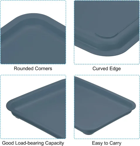 Miniatura 3 de PATIKIL Bandeja de comida rápida de 12 x 9, bandeja rectangular multiusos de plástico reutilizable para cafetería, restaurante, cocina en casa, Azul