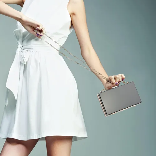 Miniatura 6 de WJCD - Bolso de mano de acrílico transparente para mujer, bolso de hombro con correa de cadena de dorada desmontable Premium Acrylic, Stadium