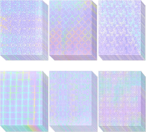 Miniatura 15 de 36 hojas de láminas laminadas holográficas transparentes, papel adhesivo autoadhesivo para papel adhesivo, láminas de vinilo transparentes