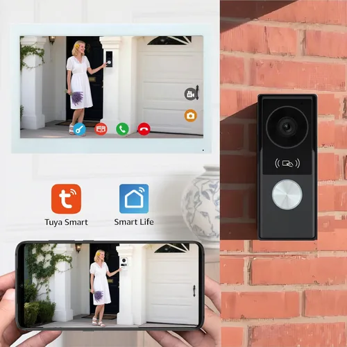 Miniatura 2 de Sistema de intercomunicación de timbre de video inteligente para el hogar con pantalla táctil grande de 10.1 pulgadas, cámara
