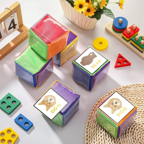 Miniatura 3 de 8 dados educativos de 3.15 pulgadas, cubos de bolsillo para enseñanza, dados grandes de espuma transparente para el aula de niños, cubo suave de 6