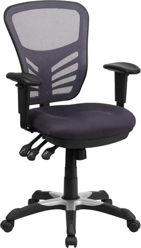 Miniatura 13 de Flash Furniture Nicholas Silla Giratoria de Respaldo Medio para Oficina y Juegos, Silla de Oficina Ergonómica de Malla con Soporte Lumbar y Altura