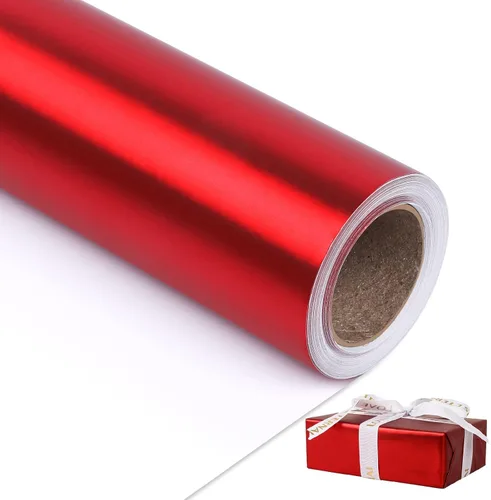 Miniatura 14 de NESCCI Papel de regalo metálico dorado, papel de color sólido, papel de regalo perfecto para bodas, día de San Valentín, cumpleaños, Navidad, baby