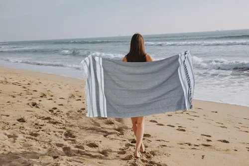 Miniatura 4 de Glamburg Toallas turcas de algodón estilo peshtemal, toallas de playa extra grandes de 36x71, juego de 4, toallas de playa de algodón para adultos