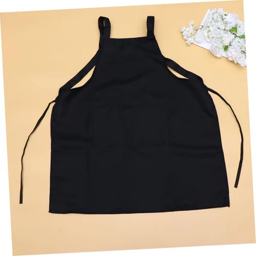 Miniatura 8 de SECFOU Delantal de servicio negro para mujer, delantal de cocina ajustable, delantal ajustable con babero