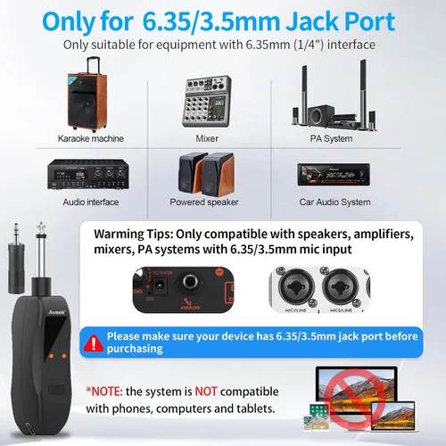 Miniatura 6 de Aveek Micrófono inalámbrico para karaoke, micrófono de mano profesional para cantar con receptor recargable, micrófono de karaoke inalámbrico