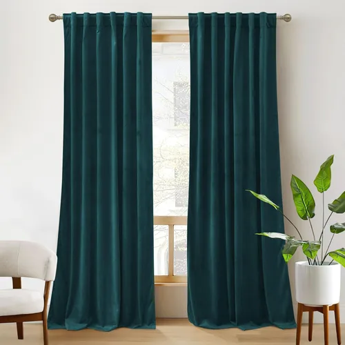 Miniatura 60 de RYB HOME - Cortinas de terciopelo beige, cortinas decorativas resistentes con pestaña trasera, cubierta de privacidad para oscurecer habitación