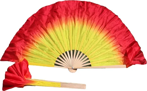 Miniatura 15 de Winged Sirenny Pares de abanicos plegables de seda cortos de 4 pulgadas (3.9 in) para adoración y baile popular chino (negro a morado)