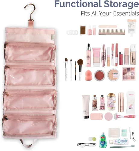 Miniatura 4 de Neceser de viaje colgante para mujer, bolsa de viaje plegable para mujer, 4 bolsas de viaje extraíbles XL aprobadas por la TSA para cosméticos