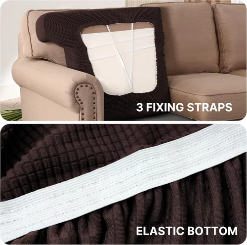 Miniatura 6 de H.VERSAILTEX Funda Elástica para Sillón Sofá con Cojín en Forma de T, Fundas de Cojín en T para Sala de Estar, Funda para Sillón Sofá, Funda