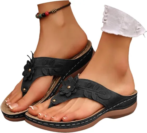 Miniatura 6 de Sandalias ortopédicas para mujer con soporte de arco, sandalias informales para playa, verano, caminar, viajes, cómodas sandalias planas para mujer