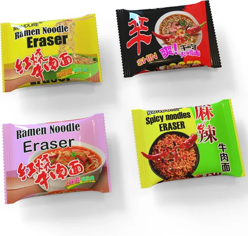 Miniatura 5 de 16 unidades de borradores de comida para niños, para el aula, fideos de ramen picantes, lindos borradores para niños, escritorio a granel, mascotas
