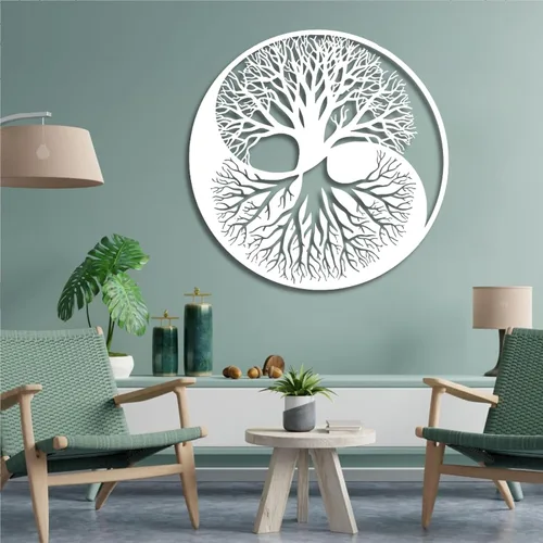 Miniatura 5 de Cadeali Arte de pared de metal con árbol de la vida, decoración de Yin Yang de metal, decoración de pared de árbol, arte de Yin Yang, sala de estar