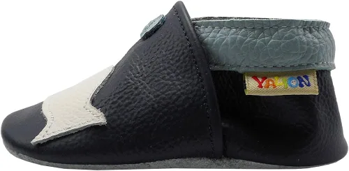 Miniatura 4 de YALION Mocasines para bebés y niñas, zapatos de cuero de suela suave, antideslizantes, zapatos de cuna para bebés precaminantes