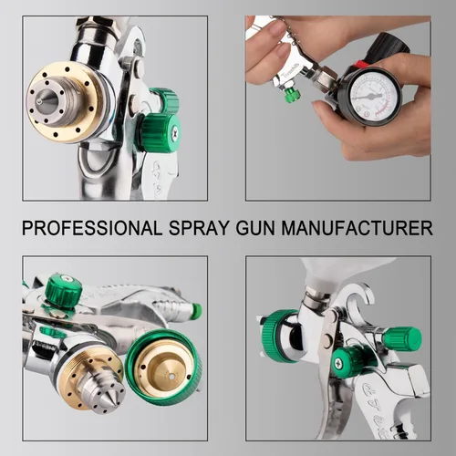 Miniatura 6 de Pistola profesional de rociado HVLP, boquilla de 1,4/1,7/2,0 mm HVLP, pistola neumática de alimentación por gravedad de alta atomización ajustable