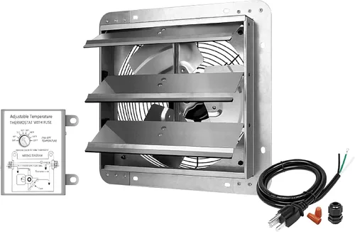 Miniatura 17 de iPower Ventilador de escape de obturador de 10 pulgadas de aluminio, alta velocidad 1650RPM, 820CFM, 1 paquete, plateado