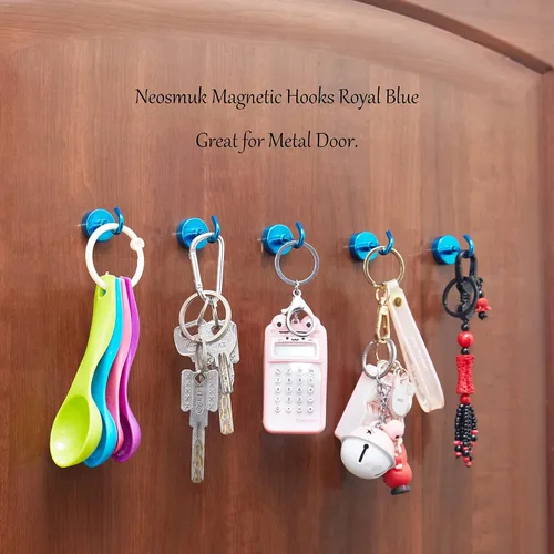 Miniatura 6 de NEOSMUK - Ganchos magnéticos de alta resistencia con imanes extrafuertes para colgar en refrigerador, crucero, cabinas o parrilla, color azul, Azul