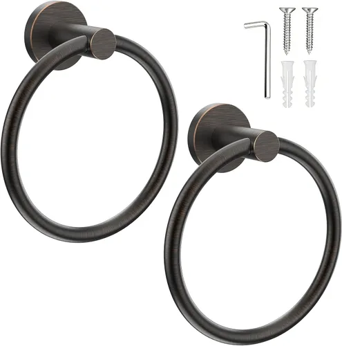 Miniatura 14 de SetSail Toallero de acero inoxidable con rosca para pared de baño, toallero de mano de acero inoxidable para baño, agujero de taladro de cocina