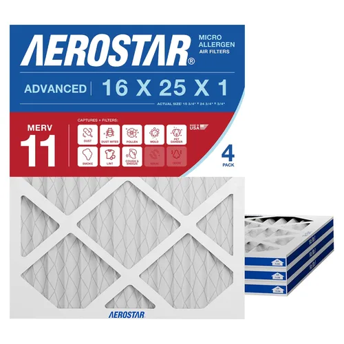 Miniatura 7 de Aerostar MERV 8 de 16 x 25 x 1 pulgadas, 4 unidades, filtros plisados de alta eficiencia para HVAC, horno y aire acondicionado, elimina el polvo