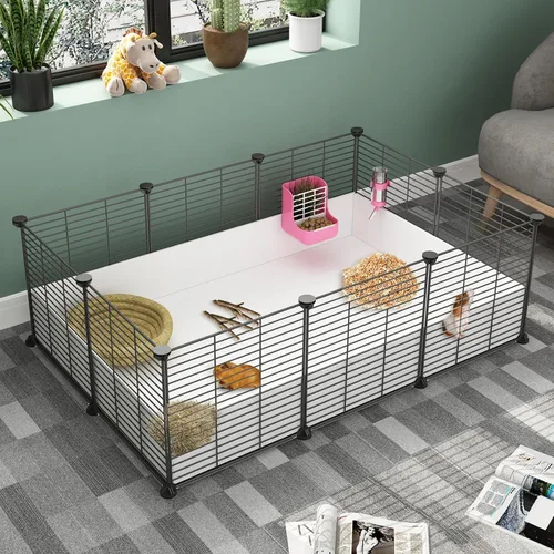 Miniatura 2 de Oneluck Jaula para Cobayas, Hábitat Interior con Fondo de Plástico Impermeable, Corral para Mascotas Pequeñas como Conejos, Tortugas, Hámsteres