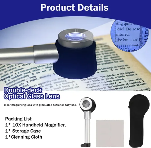 Miniatura 5 de Rongon Jewelers - Lupa de lupa 10X con lente de aumento de luz con escala de luz y escala de medición para joyas, lectura de personas mayores, mapa
