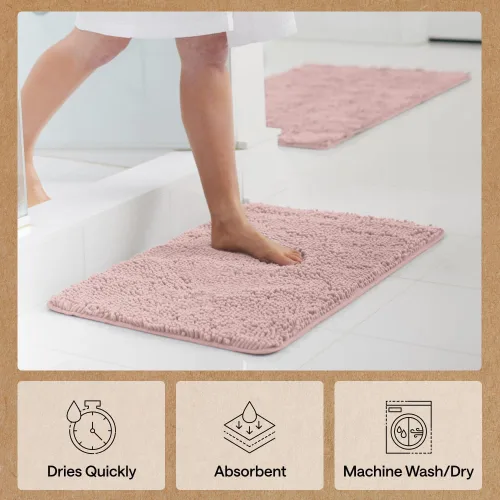 Miniatura 192 de Gorilla Grip - Tapete de baño de felpilla gruesa, suave y absorbente, secado rápido, de microfibra, con reverso de caucho, para piso de ducha, Nube