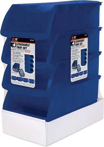 Miniatura 7 de Performance Tool W5196 Bandejas de almacenamiento grandes apilables de 4 piezas (9.25 x 6 x 5 pulg.)