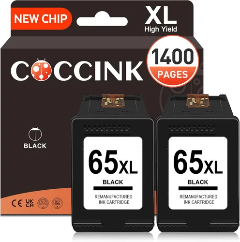 COCCINK Cartucho de tinta negro 65XL para impresoras HP Envy 5000 5030 5055 5052 5058 DeskJet 2600 2622 2652 2655 2680 3700 3722 3755 impresora