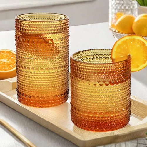 Juego de Vasos de Beber Vintage Hobnail, Juego de Cristalería de 8 Vasos, Vasos Highball de 12 oz y 10 oz, Vaso Tumbler para Cócteles, Whisky, Jugo,