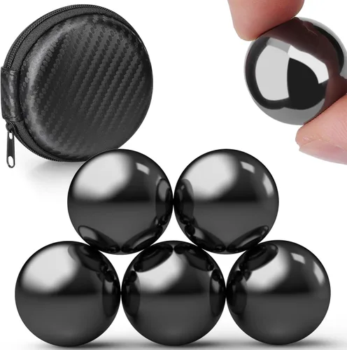 Bolas magnéticas gigantes de 1.26 pulgadas para adultos, esfera mangética grande con estuche, masilla de ferrita, decoración de escritorio de Negro