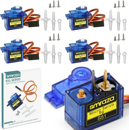 Miniatura 9 de Smraza 4 piezas SG90 9G Micro Servo Kit (engranaje metálico) para proyectos Arduino, robot RC, brazo de robot, helicóptero, control de avión, coche