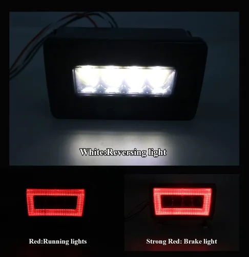 Miniatura 4 de Jinfili 3 en 1 lente roja LED antiniebla, lámpara de freno trasero, parachoques trasero, luz inversa, kit de lámpara compatible con Subaru WRX STI