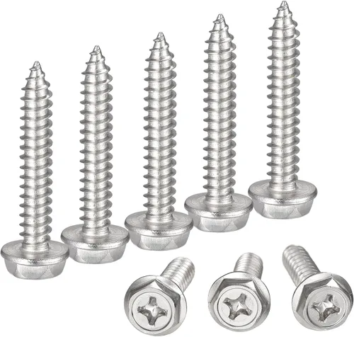 Miniatura 19 de uxcell Phillips - Tornillos autorroscantes para arandela hexagonal, M6 x 0.984 in, acero inoxidable 304, brida hexagonal, 25 piezas