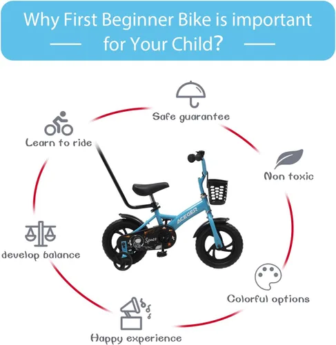 Miniatura 4 de ACEGER Bicicleta de equilibrio de 12" para niños con canasta, bicicleta para niños pequeños para fortalecer las piernas y mejorar el equilibrio
