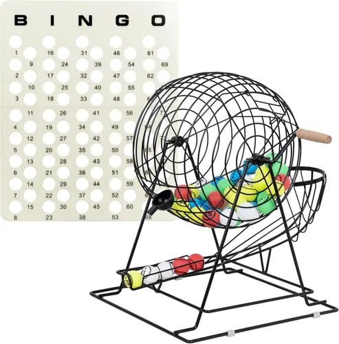 Miniatura 8 de GSE Games & Sports Expert Juego de bingo profesional con jaula extragrande, bolas de tamaño de ping pong de 1.5 pulgadas, tablero maestro. Ideal