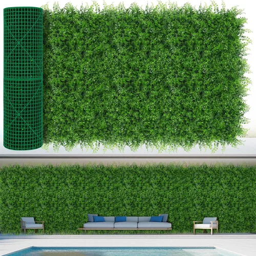 Miniatura 9 de 6 paneles de pared de césped de 20 x 20 pulgadas, fondo de hierba de helecho artificial con protección UV, paneles de boj de plantas de vegetación