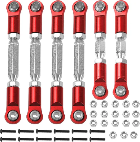 Tensores de metal para varilla, enlaces de dirección, varillas de acoplamiento compatibles con Arrma Granite 4X4 Senton 4X4 Mega550 1/10 RC Car Rojo