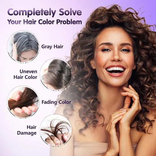 Miniatura 4 de Leorx Champú 3 en 1 para teñir el cabello marrón, color para refrescar el cabello, coloración herbaria instantánea para mujeres y hombres, 16.9
