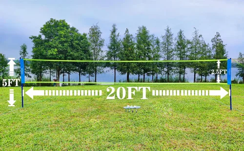 Miniatura 3 de Zdgao Juegos de bádminton para patio trasero, red de bádminton portátil con ajustador de tensión, juego de 4 raquetas de bádminton, 3 volantes