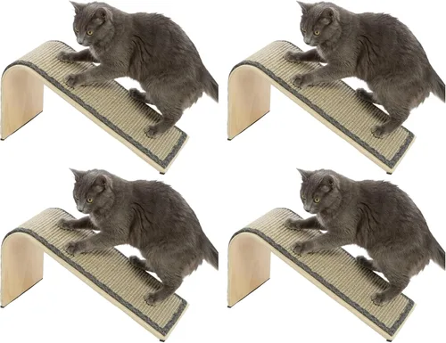 Miniatura 11 de SmartyKat Rascador de gato con rampa de ángulo de sisal, superficie de sisal tejida natural y estructura de madera estable con hierba gatera orgánica