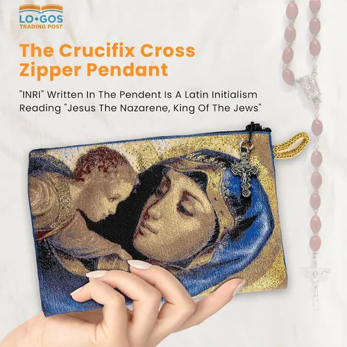 Miniatura 43 de Bolsa de rosario católico, estuche de rosario de bautismo para niños con números 6:24-26, versículo de la Biblia, 4 x 6 pulgadas, joyería y monedero