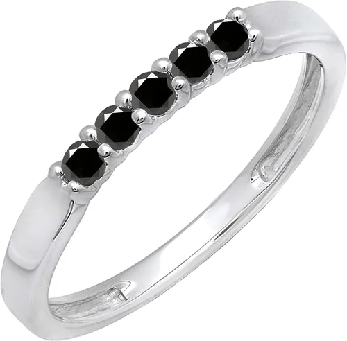 Miniatura 124 de Dazzlingrock Collection Anillo de boda redondo de 5 piedras preciosas o diamantes para mujer en oro macizo de 10 K/14 K/18 K