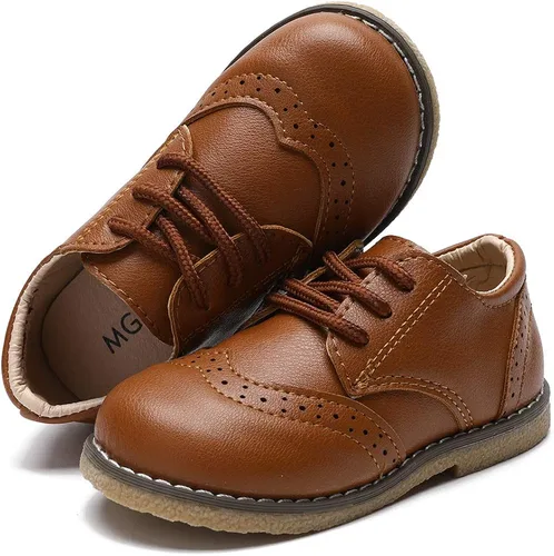 Miniatura 3 de Timatego Zapatos Oxford para niños y niñas, de piel sintética, con cordones, para la escuela, zapatos de vestir para bebés y niños pequeños