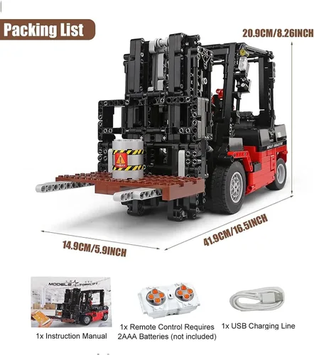 Miniatura 4 de Mould King 13106 Kit de Bloques de Construcción de Montacargas, Modelo de Camión Elevador de Estantería de Servicio Pesado MOC con Control Remoto