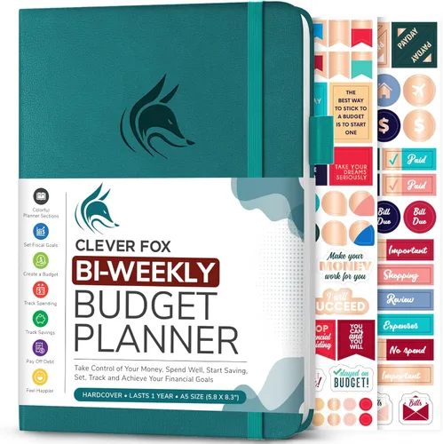 Miniatura 14 de Clever Fox Planificador de presupuesto bi semanal - Libro organizador financiero sin fecha - Rastreador de gastos, cuaderno de presupuestos y Negro