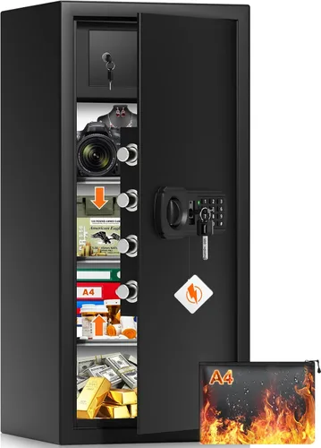 Miniatura 12 de Caja de seguridad pequeña de 9.84 pulgadas de alto para privacidad personal, caja fuerte de seguridad de 1.2 pies cúbicos con bolsa de dinero