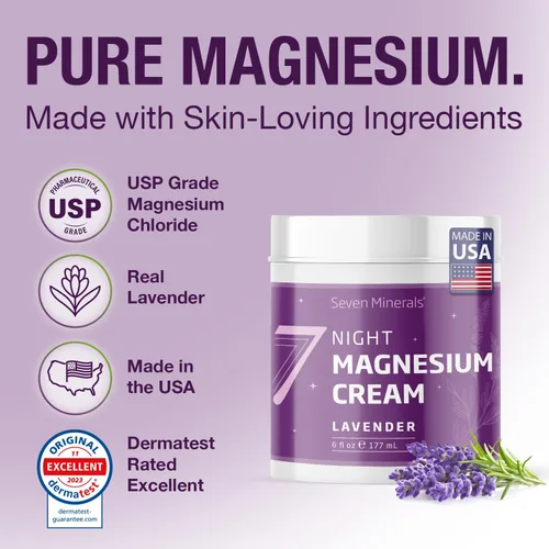 Miniatura 2 de Seven Minerals Magnesium Cream for Sleep with All-Natural Lavender - Extra Strength Magnesium Lotion for Sleep, Pain & Stress - Relaxing Blend for