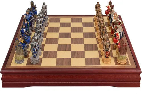 Miniatura 9 de Juego de ajedrez para adultos y niños, juego de ajedrez de madera y personajes, tablero de ajedrez plegable portátil, juego para adultos y niños