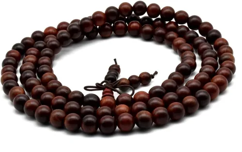 Miniatura 30 de Zen Dear Brazalete y collar de meditación Mala, para cultura budista y oración busita, cuentas de Buddha, unisex, palisandro natural