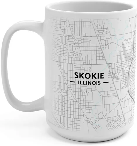 Miniatura 3 de Skokie, Illinois IL Map Mug (15 oz)